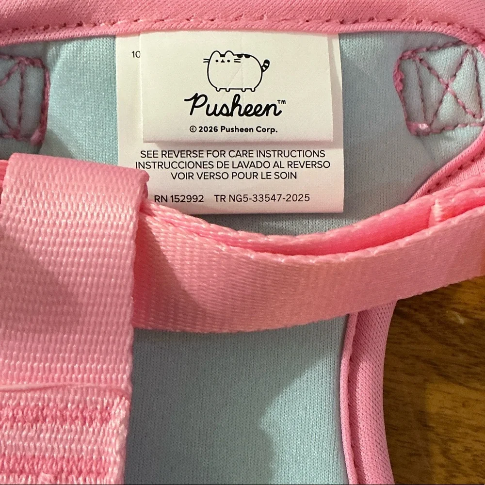 Pink and Blue Pusheen Cat Harness and Leash